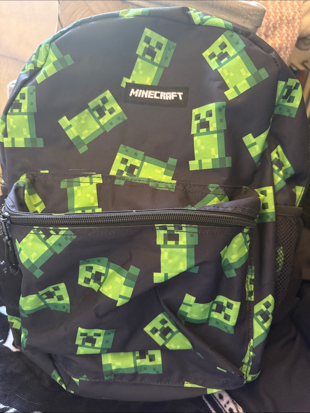 Minecraft Kids Black & Green Creeper Backpack